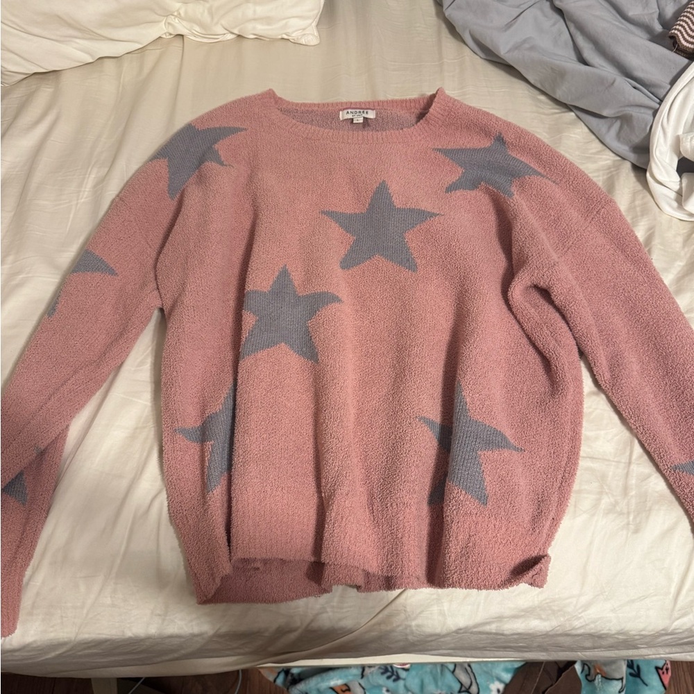 Andree Pink Sweater with Gray Stars